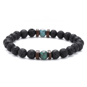 Personality Men's Black Volcanic Stone Bracelet (Color: F 3pcs)