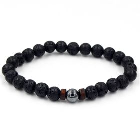 Personality Men's Black Volcanic Stone Bracelet (Color: C 2pcs)