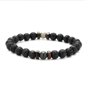 Personality Men's Black Volcanic Stone Bracelet (Color: D 3 pcs)