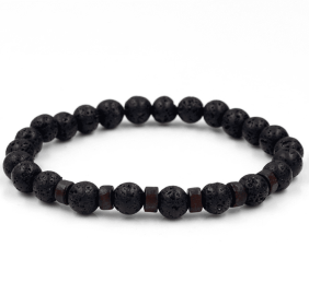 Personality Men's Black Volcanic Stone Bracelet (Color: G)