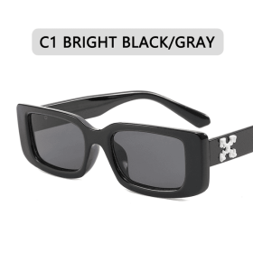 Fashion Small Frame Square Sunglasses Men Women Leopard Retro Sun Glasses Anti-UV Travel Fishing Hiking Eyewear For Female (Lenses Color: Black, Frame Color: AS Picture)