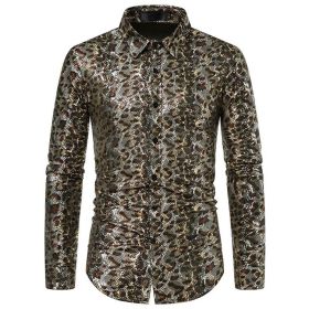 Men's Fashion Printed Shirts Slim Fit Camouflage Foil Stamping Tee Shirts Party Shirts (size: S)