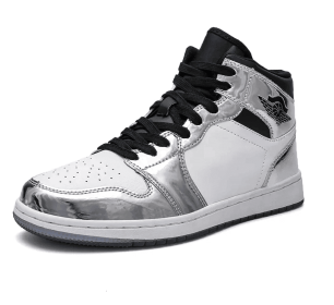 JJ tiger Men's fall liquid electric silver Air Force One sport shoes Fashion high top casual sneakers(39-45 Optional) (Color: Silver, size: 39)