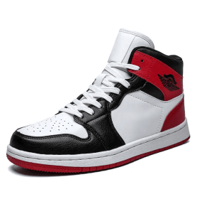 JJ tiger Men's fall liquid electric silver Air Force One sport shoes Fashion high top casual sneakers(39-45 Optional) (Color: White black red, size: 39)