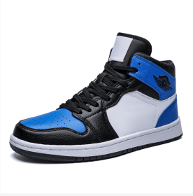 JJ tiger Men's fall liquid electric silver Air Force One sport shoes Fashion high top casual sneakers(39-45 Optional) (Color: White blue, size: 40)