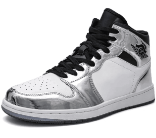 JJ tiger Men's fall liquid electric silver Air Force One sport shoes Fashion high top casual sneakers(39-45 Optional) (Color: Silver, size: 45)