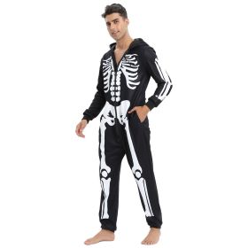 Men's Casual One-Piece Loungewear Hooded Pajamas Long Fashion Pattern Loungewear (size: XL)