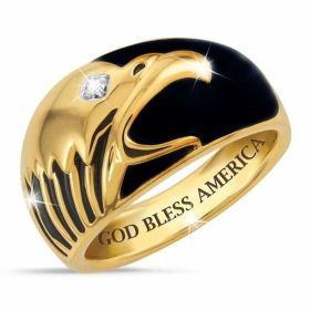 Men's Luxury Aquamarine Diamond Eagle Ring 18k Gold Domineering Ring Hip Hop Ring Party Ring (size: 9)