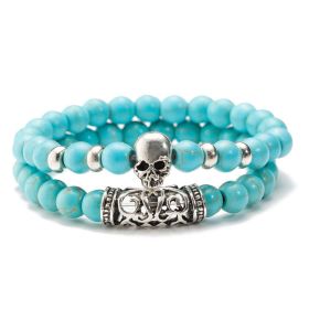 Tiger Eye Lava Stone Bead Buddha Bracelet Jewelry Yoga Prayer Bracelets Men Women Mujer Pulseras (Metal Color: blue)