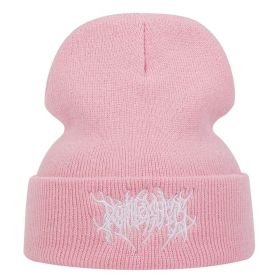 New personality Embroidery Beanies Hat Men Woman Fashion winter Warm hat Knitted Soft Caps Bone Ski Skullies wool hats gorras (Color: Pink)