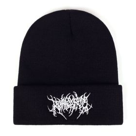 New personality Embroidery Beanies Hat Men Woman Fashion winter Warm hat Knitted Soft Caps Bone Ski Skullies wool hats gorras (Color: Black)