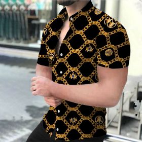 2022 Summer Hot Hawaiian 3D Digital Printing Business Men's Shirts (Color: As shown, size: M)
