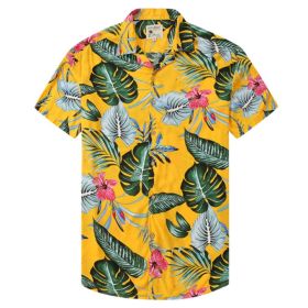 Men's Fashion Printed Shirts Casual Trendy T-Shirts Short Sleeve Lapel Hawaiian Style Shirts03 (size: XXL)