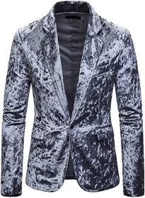 Men's Printed Suit Jacket Stylish Floral Dress Coat Slim Fit Blazer Wedding Dinner Party Tuxedo Jacket (Color: Dark Grey, size: XL)