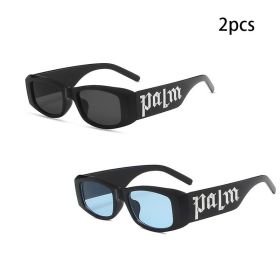 1/2pcs Vintage Small Frame Square Sunglasses Women Men Fashion Luxury Brand Designer Trend Punk Hip Hop Sun Glasses Female UV400 (Lenses Color: black bluex2, Frame Color: AS Picture)