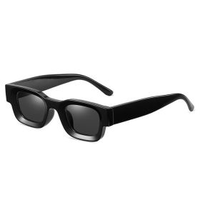 Ins Polarized Sunglasses Fashion Small Square Women Retro Punk Shades UV400 Men Trending Sun Glasses Popular (Lenses Color: Black, Frame Color: AS Picture)