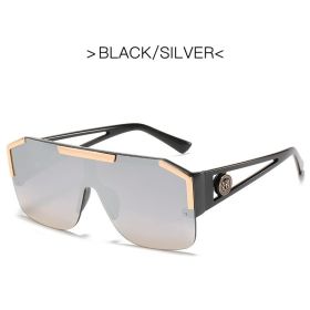 New Luxury Oversized Men Sunglasses Brand Designer Sun Glasses For Women Fashion Gradient Square Shades (Lenses Color: Black Sliver, Frame Color: AS Picture)