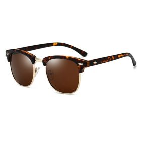 Polarized Sunglasses Men Women Brand Design Eye Sun Glasses Women Semi Rimless Classic Men Sunglasses Oculos De Sol UV400 (Lenses Color: leopard, Frame Color: AS Picture)