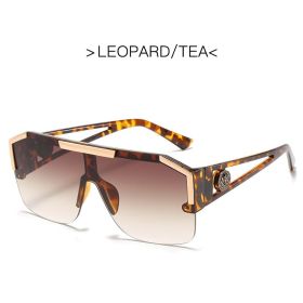 New Luxury Oversized Men Sunglasses Brand Designer Sun Glasses For Women Fashion Gradient Square Shades (Lenses Color: Leopard Tea, Frame Color: AS Picture)