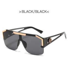 New Luxury Oversized Men Sunglasses Brand Designer Sun Glasses For Women Fashion Gradient Square Shades (Lenses Color: Black Black, Frame Color: AS Picture)