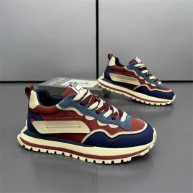 High appearance level fashion elastic shock absorbency dirt resistant men's daddy shoes color contrast fashion men's casual shoes (Color: Red, size: 41)
