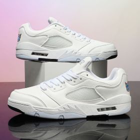 Summer explosion men's luminous AIR retro low-top fashion trend basketball shoes casual sports shoes (Color: White, size: 37)
