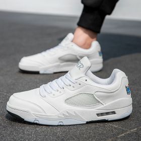 Summer explosion men's luminous AIR retro low-top fashion trend basketball shoes casual sports shoes (Color: White, size: 38)