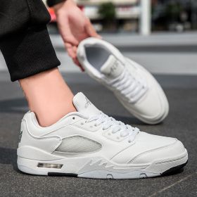 Summer explosion men's luminous AIR retro low-top fashion trend basketball shoes casual sports shoes (Color: White, size: 42)