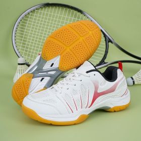 New super light breathable couple badminton shoes Fashion comfortable men's sports shoes tennis shoes (Color: White red, size: 36)