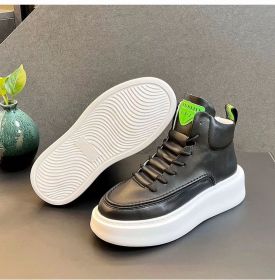 Men's four seasons new fashion trend sports thick sole high top casual shoes comfortable casual men's shoes (Color: Black, size: 41)
