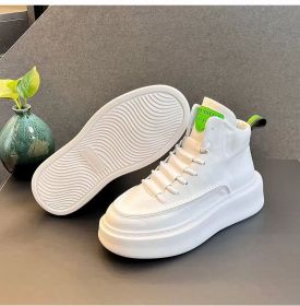 Men's four seasons new fashion trend sports thick sole high top casual shoes comfortable casual men's shoes (Color: White, size: 42)