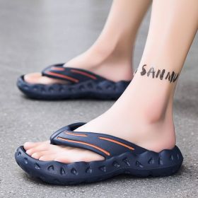 Summer men's flip-flops comfortable men's beach shoes flip-flops (Color: Dark Blue, size: 45-46)