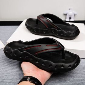 Summer men's flip-flops comfortable men's beach shoes flip-flops (Color: Black, size: 39-40)