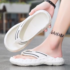 Summer men's flip-flops comfortable men's beach shoes flip-flops (Color: off-white, size: 41-42)