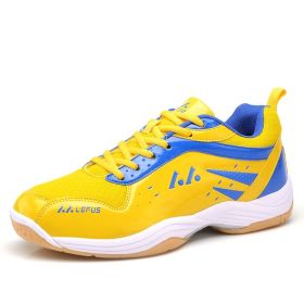 Men's new outdoor professional badminton shoes comfortable breathable fashion men's sports shoes (Color: Yellow, size: 44)