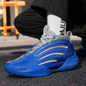 New men's trend fashion sports basketball shoes couple shoes basketball shoes men running sneakers (Color: Blue, size: 42)