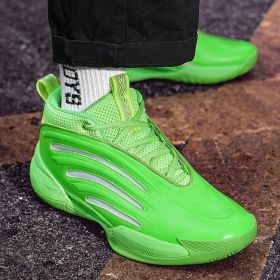 New men's trend fashion sports basketball shoes couple shoes basketball shoes men running sneakers (Color: Green, size: 45)