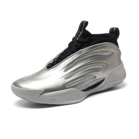 New men's trend fashion sports basketball shoes couple shoes basketball shoes men running sneakers (Color: Black silver, size: 45)