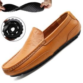 New Leather Men Shoes Luxury Trendy Casual Slip on Formal Loafers Men Moccasins Italian Black Male Driving Shoes Sneakers 2022 (Color: Yellow, size: 42)