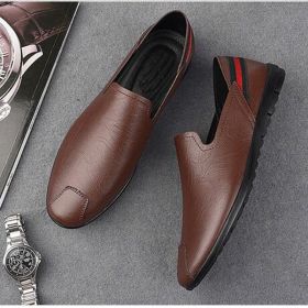 Mens Soft Driving Shoes Genuine Pu Leather Shoes For Men Sneakers Male Adult Handmade Slip On Flat Boat Shoes Man Footwear (Color: Blue, size: 39)