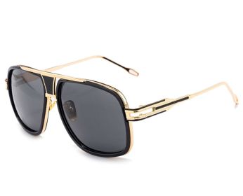 Retro Steam Punk Sunglasses Round Steampunk For Women Men (Color: Black Frame)