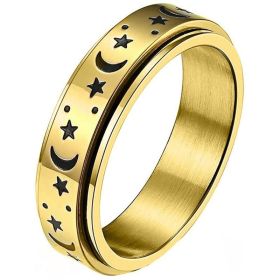 Stainless Steel Spinner Band Rotatable Ring For Women Men (Color: Gold)