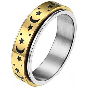 Stainless Steel Spinner Band Rotatable Ring For Women Men (Color: Silver gold)