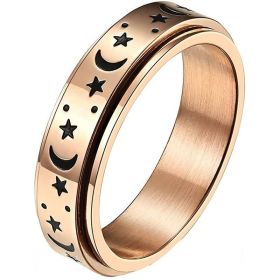 Stainless Steel Spinner Band Rotatable Ring For Women Men (Color: rose gold)