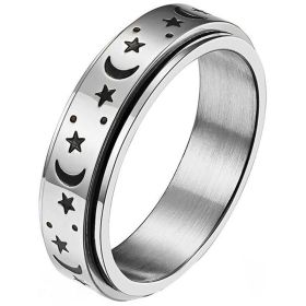 Stainless Steel Spinner Band Rotatable Ring For Women Men (Color: Silver)
