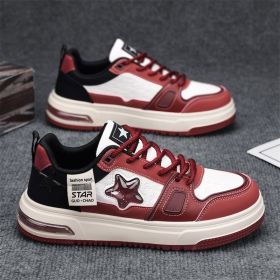 Spring men's new leather board shoes Fashion shoes fashion men's shoes (Color: Red, size: 40)