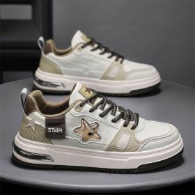 Spring men's new leather board shoes Fashion shoes fashion men's shoes (Color: Beige, size: 43)