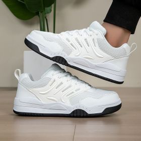 Men's new net cloth shoes casual sports shoes large size men's shoes fashion trend casual board shoes (Color: White, size: 38)
