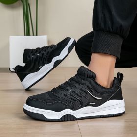 Men's new net cloth shoes casual sports shoes large size men's shoes fashion trend casual board shoes (Color: Black, size: 46)