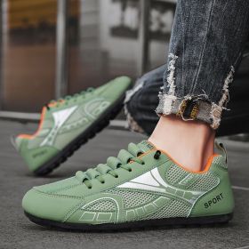 New men's flying weaving shoes sneakers fashion board shoes casual student shoes (Color: Green, size: 43)